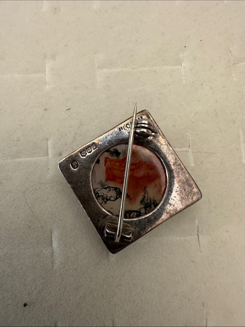 John Hart Iona Sterling Silver Scottish Moss Agate Brooch 1961 hallmarked - Picture 7 of 8
